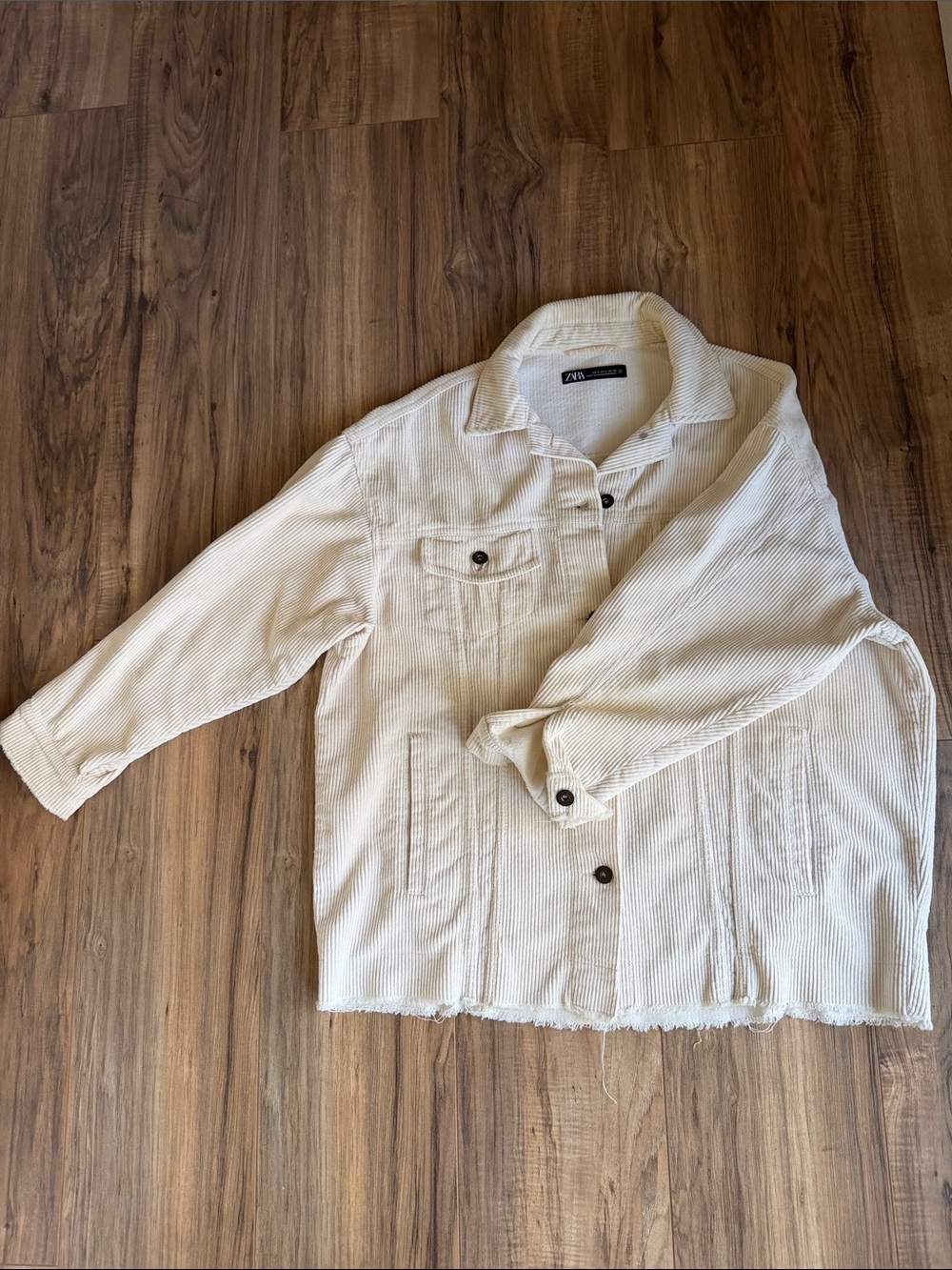Zara Off-White Corduroy Oversized Jacket